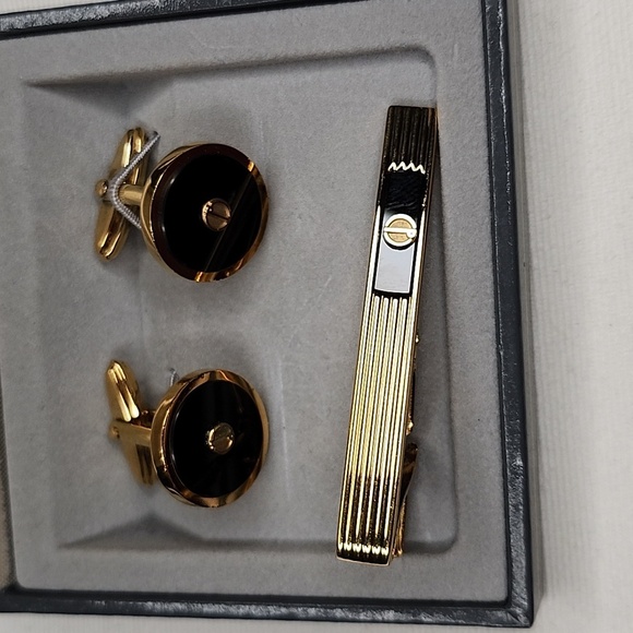 Dunhill cufflinks set Authentic gold plated with black enamel - Picture 3 of 14